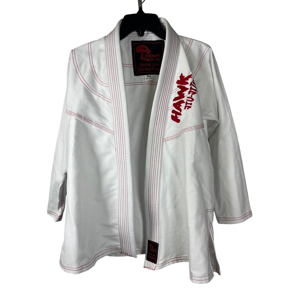 Hawk Jiu Jitsu BJJ Gi Jacket White Red Stitching Kids Size K4 Martial ArtsKimono
